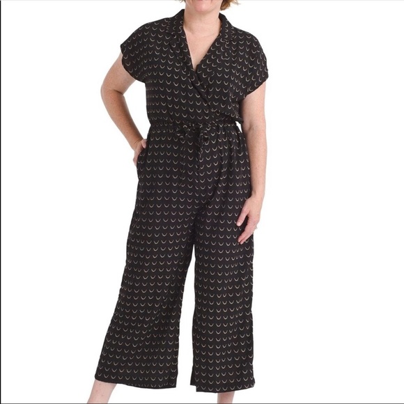 Hayden Womens Black Patterned Tie Front Jumpsuit S - Picture 1 of 5